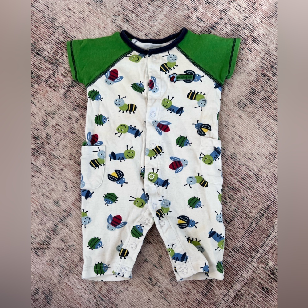 Carter's Green and White Bug Print Bodysuit